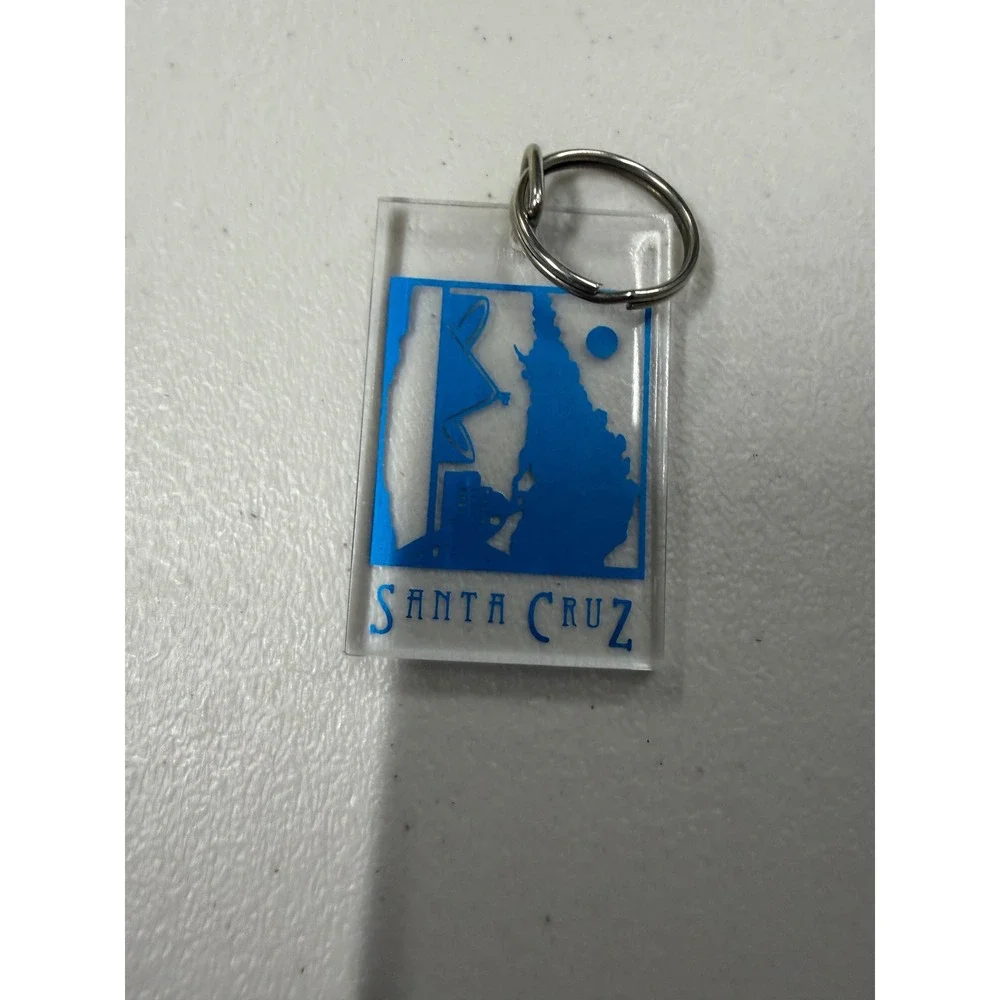 Santa Cruz Acrylic Keychain Blue‎ Graphic Clear Rectangle Souvenir Key Ring